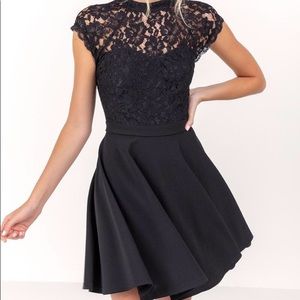 Francescas Black Lace Open Back Dress